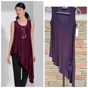 Sympli Go To Low Black Stretch purple women's‎ Knit Tunic Top Size 6